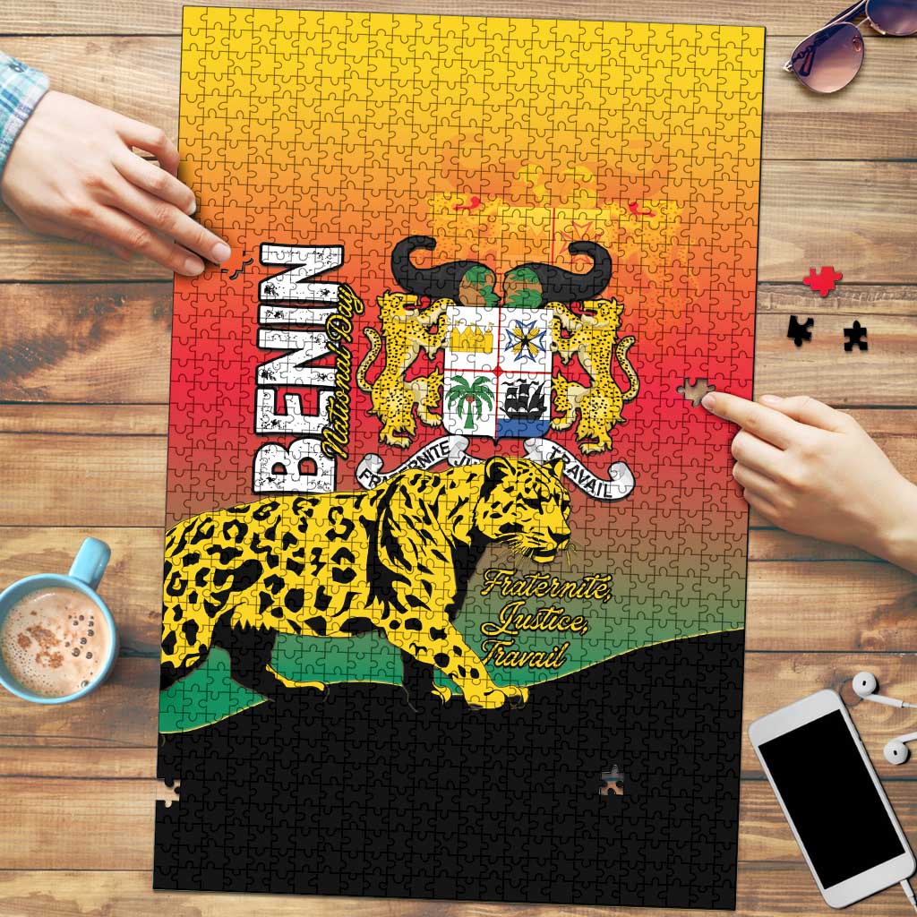 Benin National Day Puzzle Leopard With Coat Of Arms - Wonder Print Shop