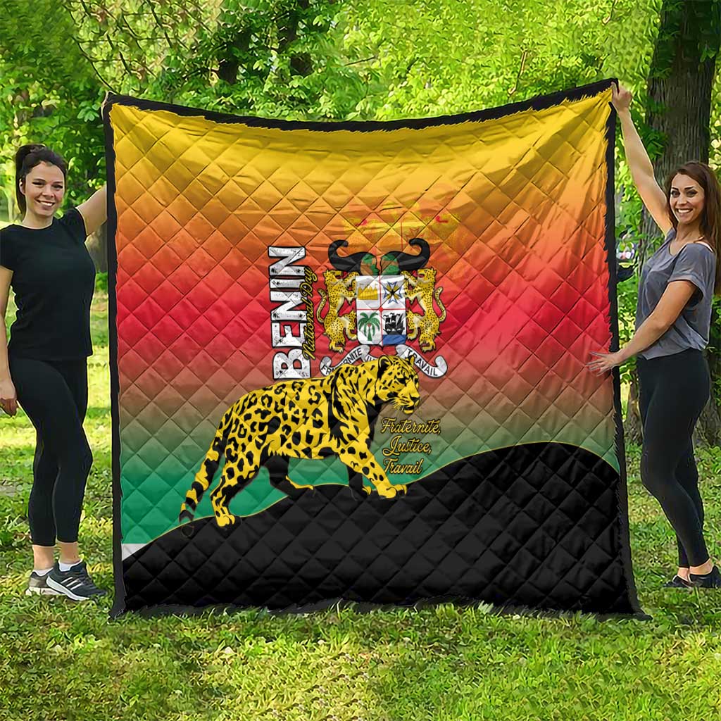 Benin National Day Quilt Leopard With Coat Of Arms - Wonder Print Shop