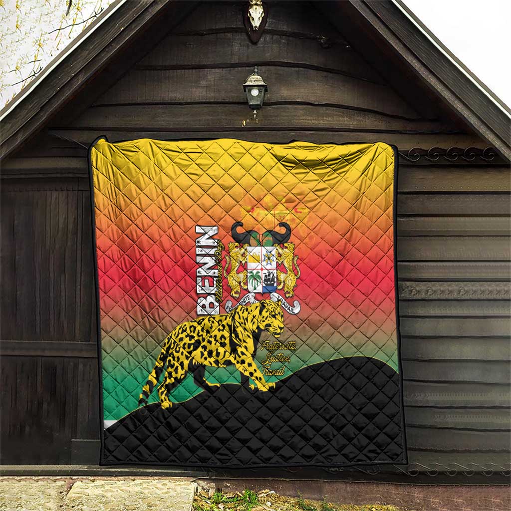 Benin National Day Quilt Leopard With Coat Of Arms - Wonder Print Shop