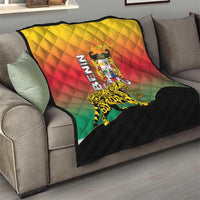Benin National Day Quilt Leopard With Coat Of Arms - Wonder Print Shop