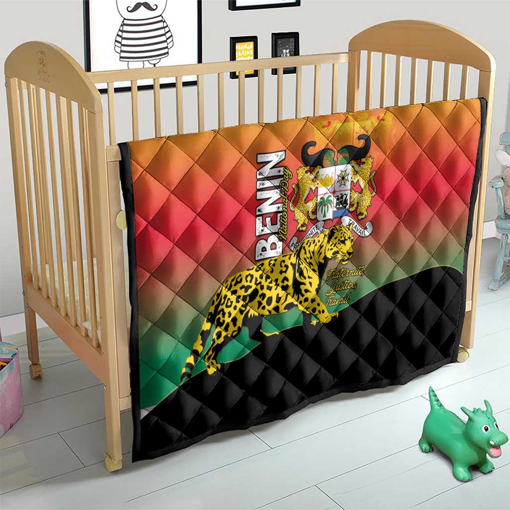 Benin National Day Quilt Leopard With Coat Of Arms - Wonder Print Shop