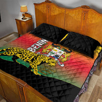 Benin National Day Quilt Bed Set Leopard With Coat Of Arms - Wonder Print Shop