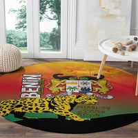 Benin National Day Round Carpet Leopard With Coat Of Arms - Wonder Print Shop