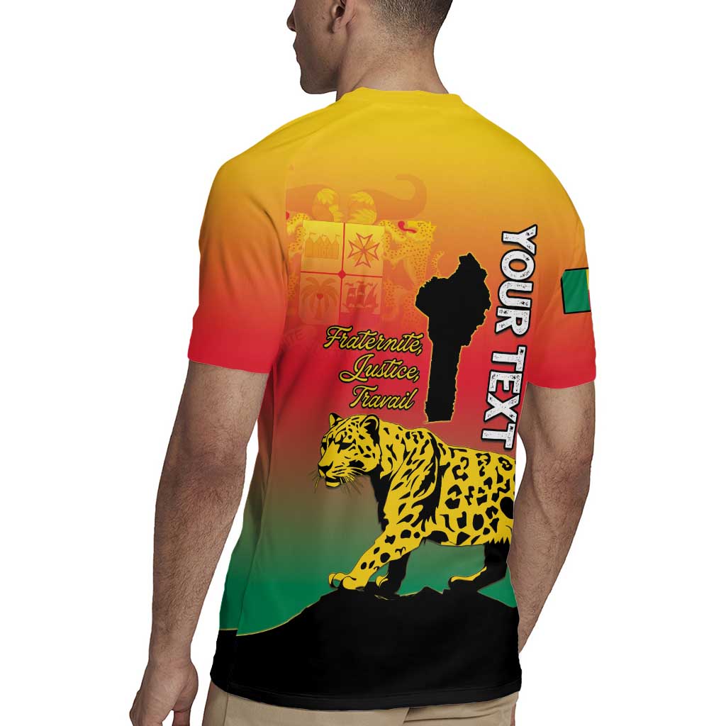 Personalized Benin National Day Rugby Jersey Leopard With Coat Of Arms - Wonder Print Shop
