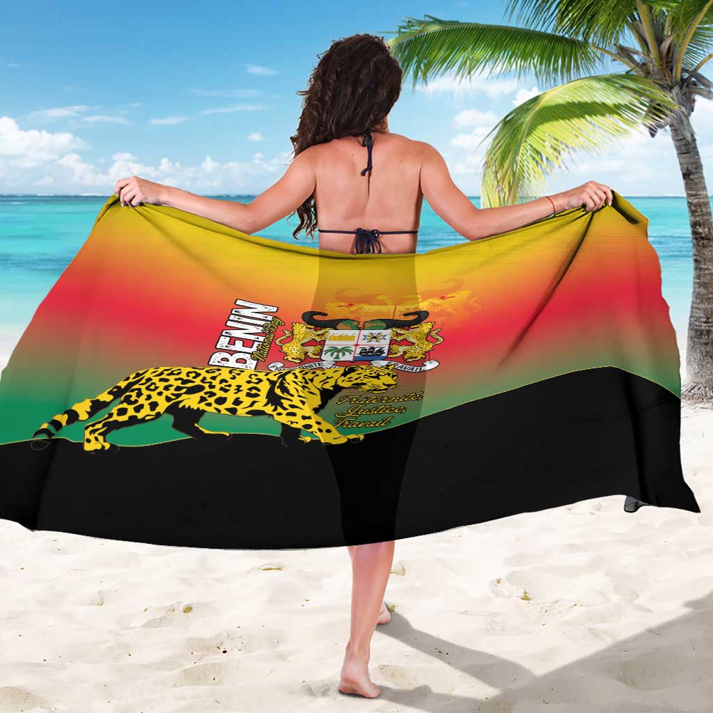 Benin National Day Sarong Leopard With Coat Of Arms - Wonder Print Shop
