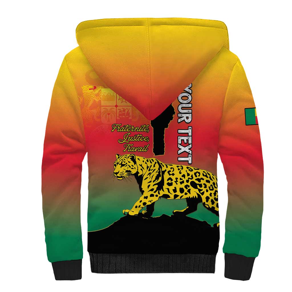 Personalized Benin National Day Sherpa Hoodie Leopard With Coat Of Arms - Wonder Print Shop