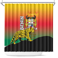 Benin National Day Shower Curtain Leopard With Coat Of Arms - Wonder Print Shop