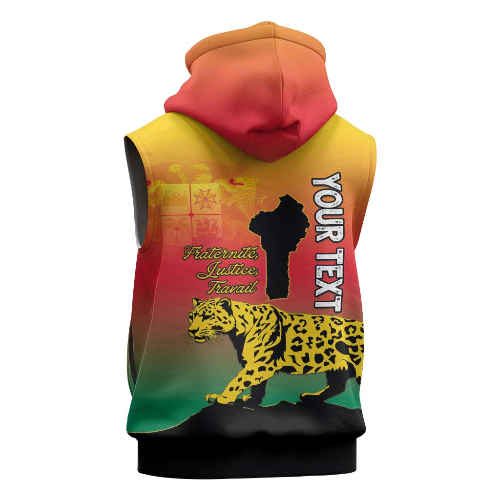 Personalized Benin National Day Sleeveless Hoodie Leopard With Coat Of Arms - Wonder Print Shop
