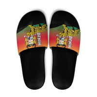 Benin National Day Slide Sandals Leopard With Coat Of Arms - Wonder Print Shop