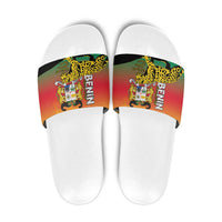Benin National Day Slide Sandals Leopard With Coat Of Arms - Wonder Print Shop