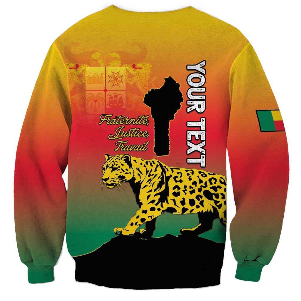 Personalized Benin National Day Sweatshirt Leopard With Coat Of Arms - Wonder Print Shop