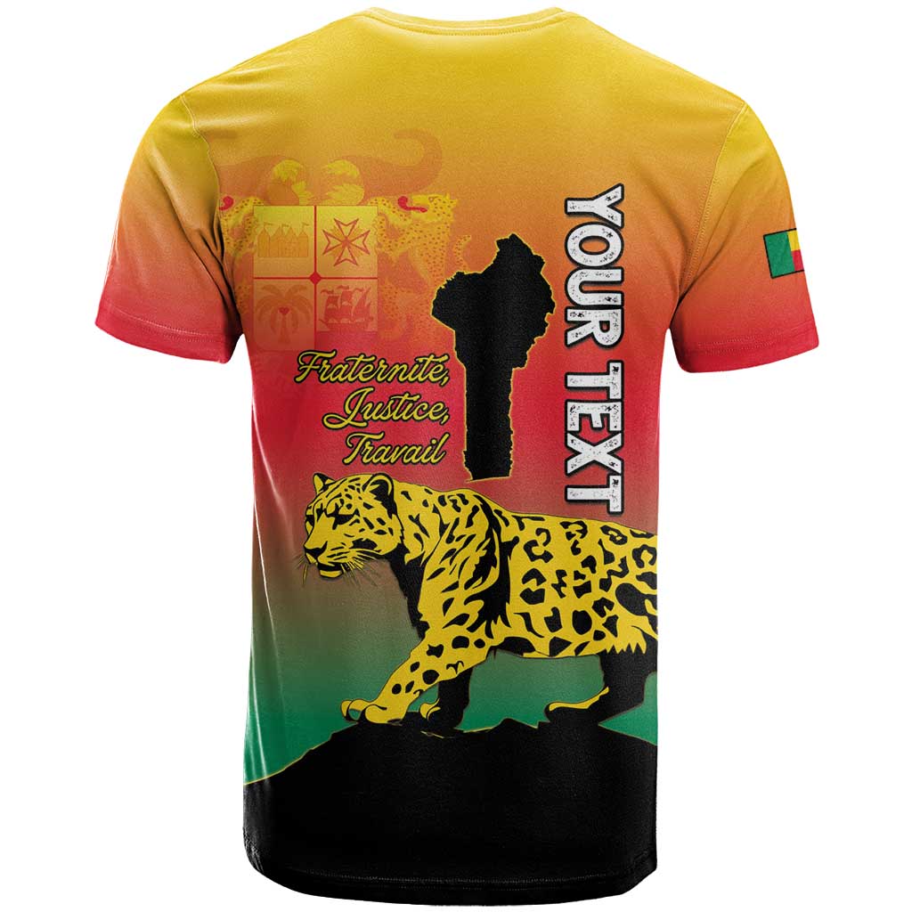 Personalized Benin National Day T Shirt Leopard With Coat Of Arms - Wonder Print Shop