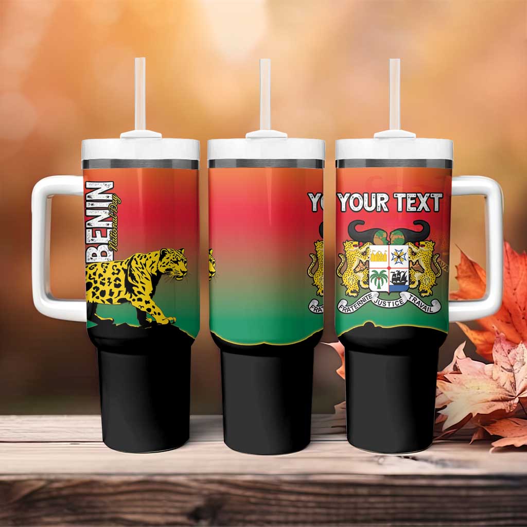 Personalized Benin National Day Tumbler With Handle Leopard With Coat Of Arms - Wonder Print Shop