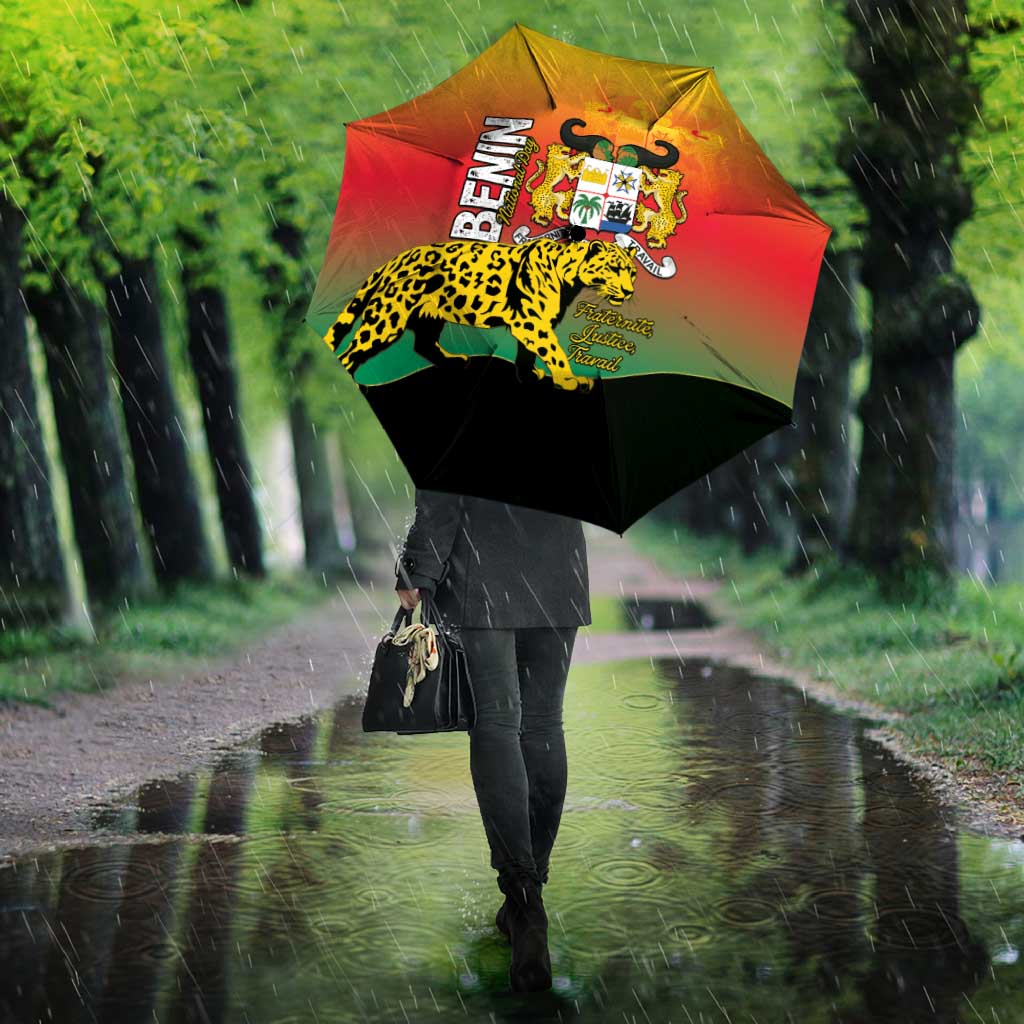 Benin National Day Umbrella Leopard With Coat Of Arms - Wonder Print Shop
