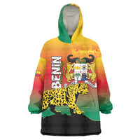 Personalized Benin National Day Wearable Blanket Hoodie Leopard With Coat Of Arms - Wonder Print Shop