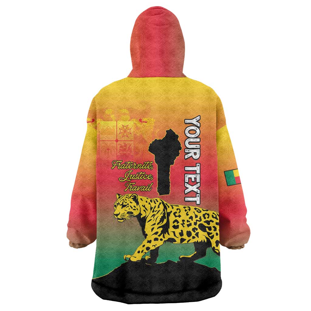 Personalized Benin National Day Wearable Blanket Hoodie Leopard With Coat Of Arms - Wonder Print Shop