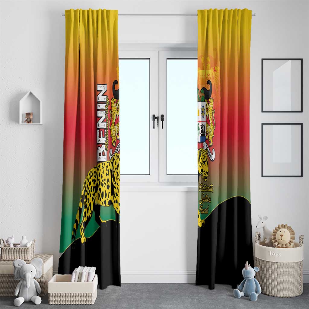 Benin National Day Window Curtain Leopard With Coat Of Arms - Wonder Print Shop