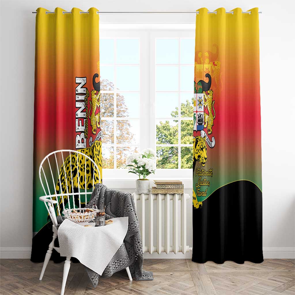 Benin National Day Window Curtain Leopard With Coat Of Arms - Wonder Print Shop