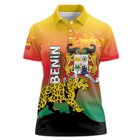 Personalized Benin National Day Women Polo Shirt Leopard With Coat Of Arms - Wonder Print Shop