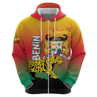 Personalized Benin National Day Zip Hoodie Leopard With Coat Of Arms - Wonder Print Shop