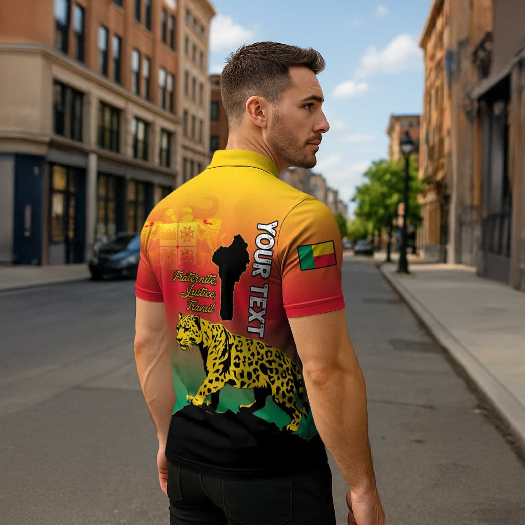Personalized Benin National Day Zipper Polo Shirt Leopard With Coat Of Arms LT15