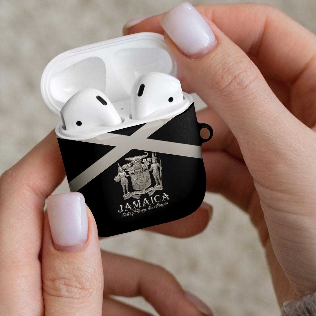 Jamaica AirPods Case Coat Of Arms With Rastafarian Lion Silver Color - Wonder Print Shop