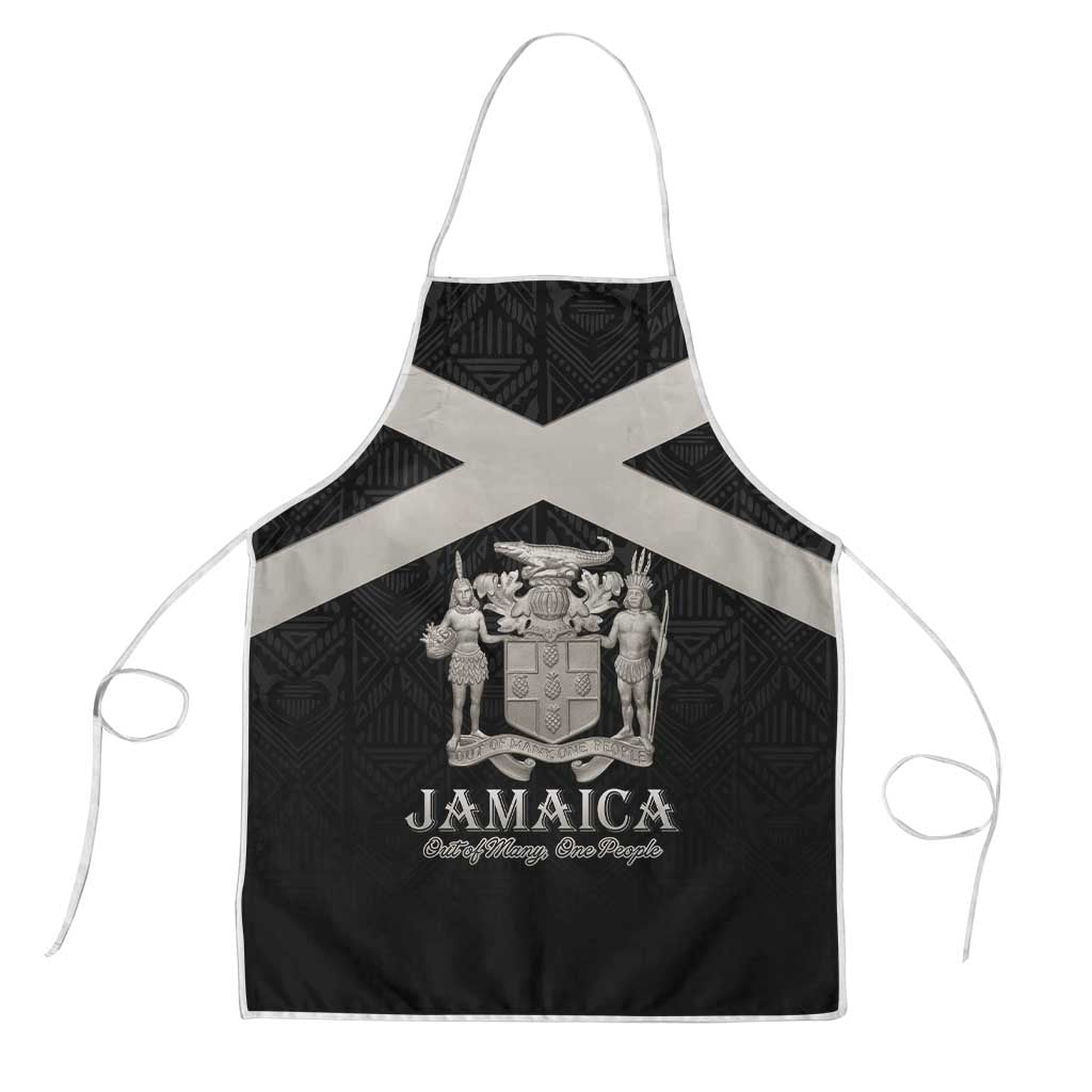 Jamaica Apron Coat Of Arms With Rastafarian Lion Silver Color - Wonder Print Shop