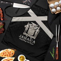 Jamaica Apron Coat Of Arms With Rastafarian Lion Silver Color - Wonder Print Shop