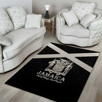 Jamaica Area Rug Coat Of Arms With Rastafarian Lion Silver Color - Wonder Print Shop