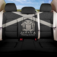 Jamaica Back Car Seat Cover Coat Of Arms With Rastafarian Lion Silver Color - Wonder Print Shop