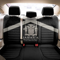 Jamaica Back Car Seat Cover Coat Of Arms With Rastafarian Lion Silver Color - Wonder Print Shop