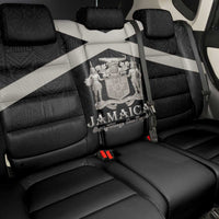 Jamaica Back Car Seat Cover Coat Of Arms With Rastafarian Lion Silver Color - Wonder Print Shop