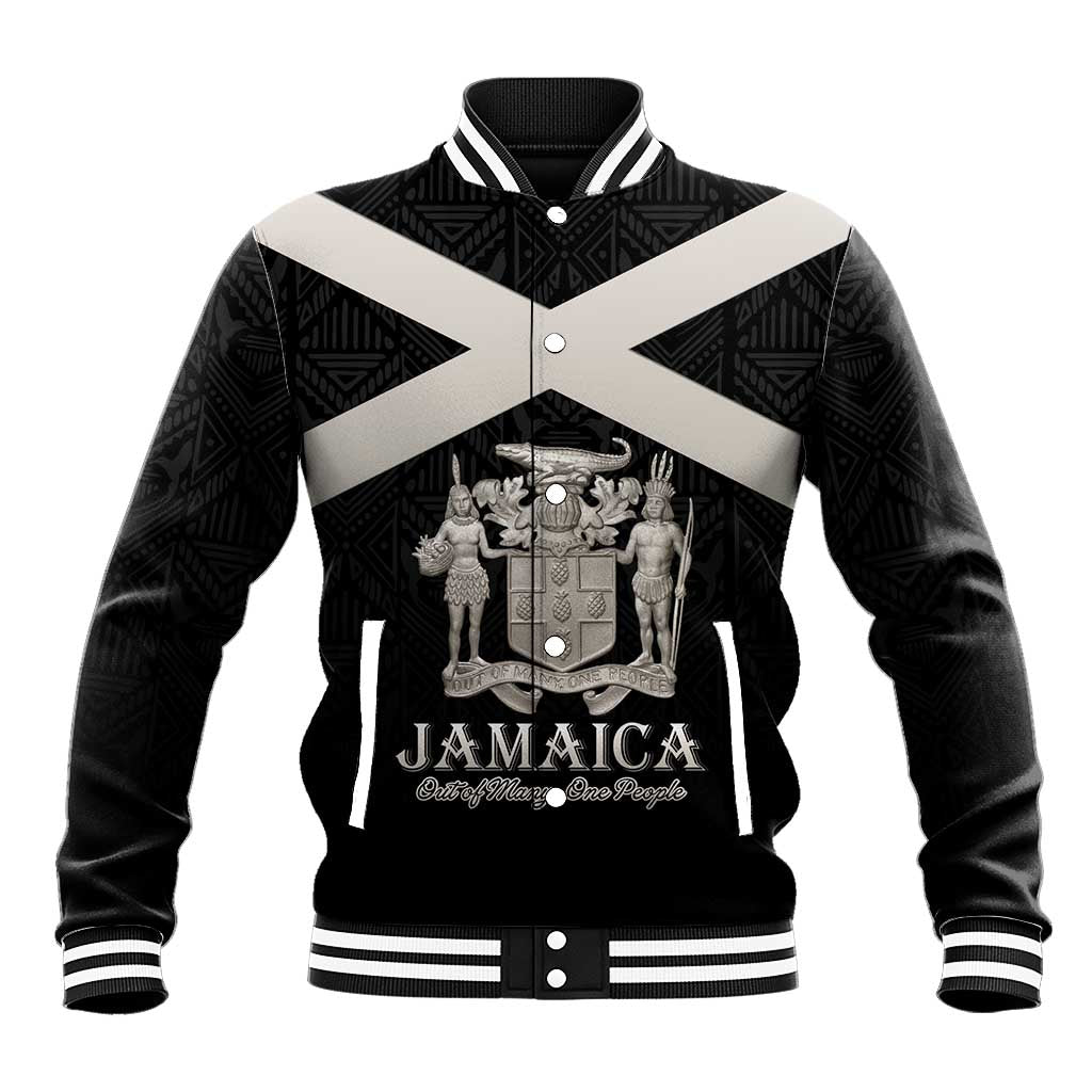 Personalized Jamaica Baseball Jacket Coat Of Arms With Rastafarian Lion Silver Color - Wonder Print Shop