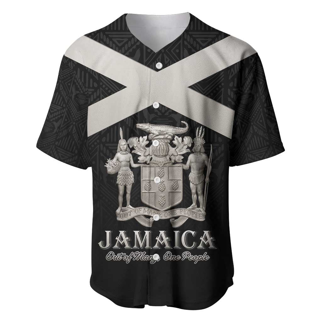 Personalized Jamaica Baseball Jersey Coat Of Arms With Rastafarian Lion Silver Color - Wonder Print Shop