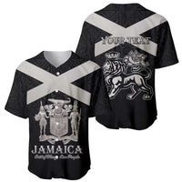 Personalized Jamaica Baseball Jersey Coat Of Arms With Rastafarian Lion Silver Color - Wonder Print Shop
