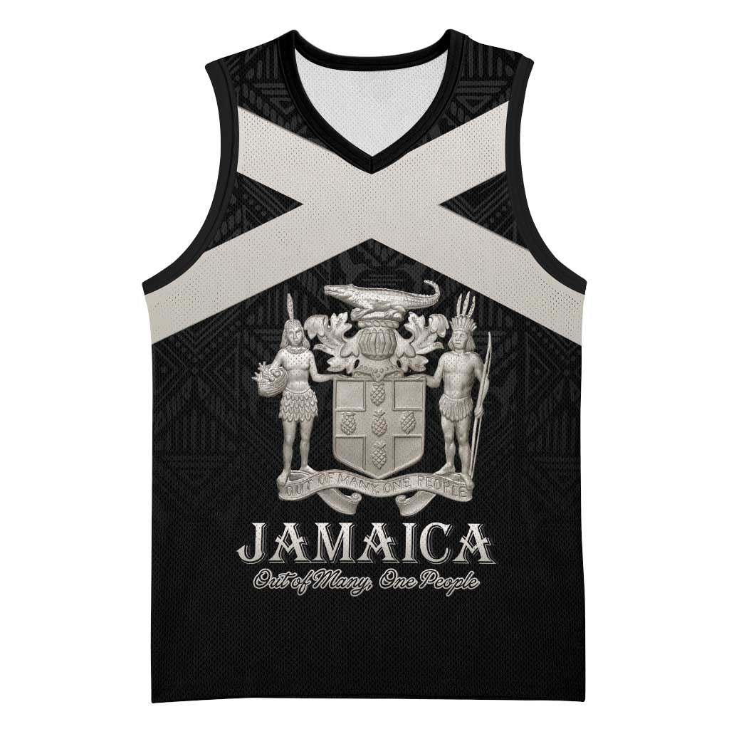 Personalized Jamaica Basketball Jersey Coat Of Arms With Rastafarian Lion Silver Color - Wonder Print Shop