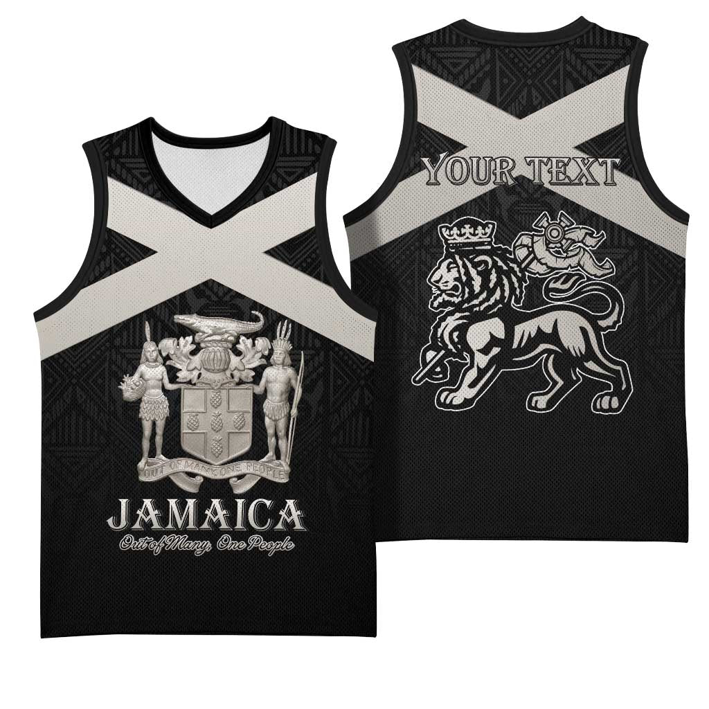 Personalized Jamaica Basketball Jersey Coat Of Arms With Rastafarian Lion Silver Color - Wonder Print Shop