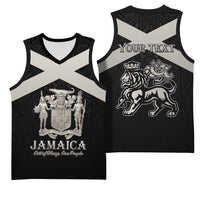 Personalized Jamaica Basketball Jersey Coat Of Arms With Rastafarian Lion Silver Color - Wonder Print Shop