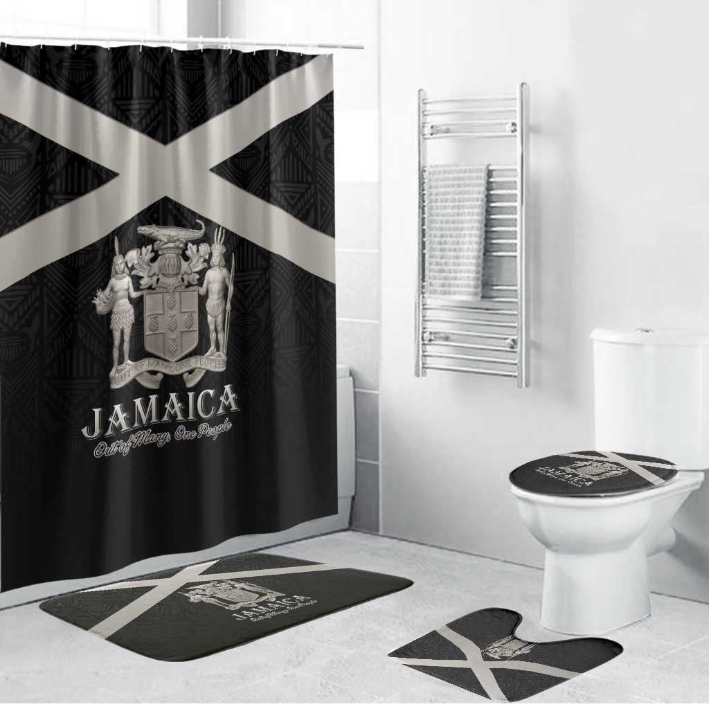Jamaica Bathroom Set Coat Of Arms With Rastafarian Lion Silver Color - Wonder Print Shop