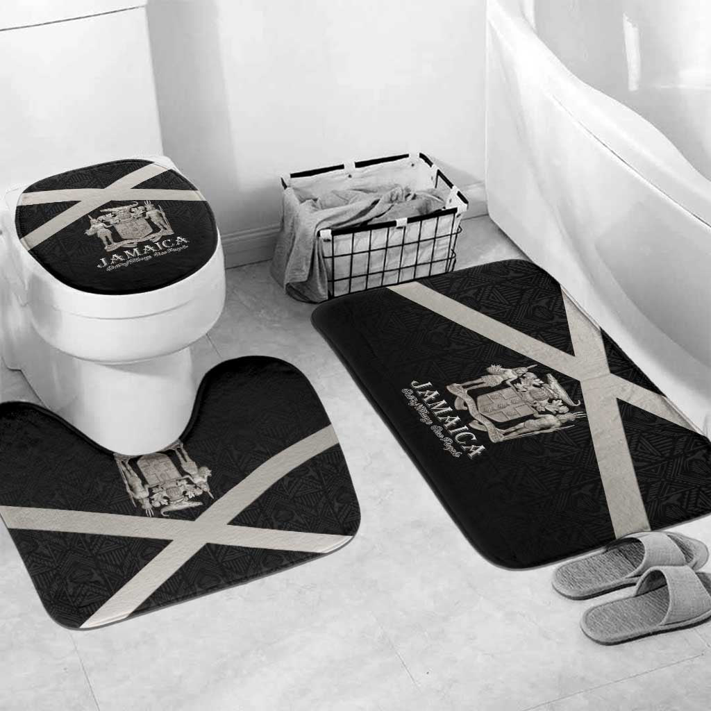 Jamaica Bathroom Set Coat Of Arms With Rastafarian Lion Silver Color - Wonder Print Shop
