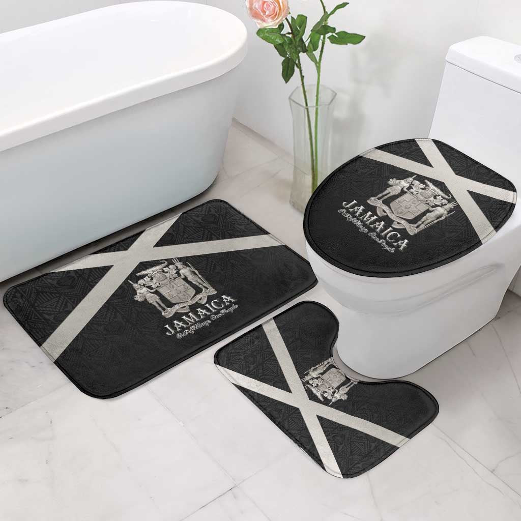 Jamaica Bathroom Set Coat Of Arms With Rastafarian Lion Silver Color - Wonder Print Shop