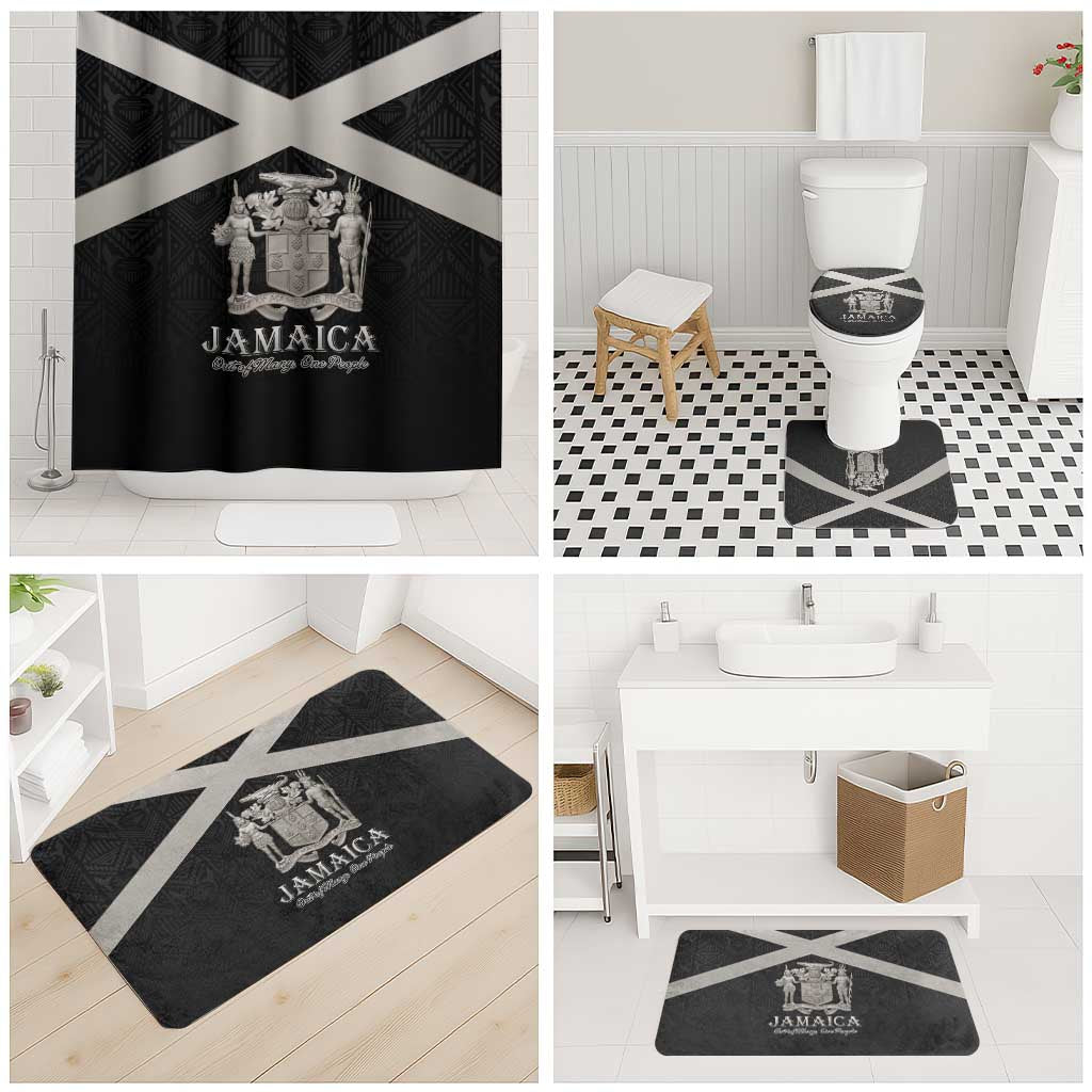 Jamaica Bathroom Set Coat Of Arms With Rastafarian Lion Silver Color - Wonder Print Shop