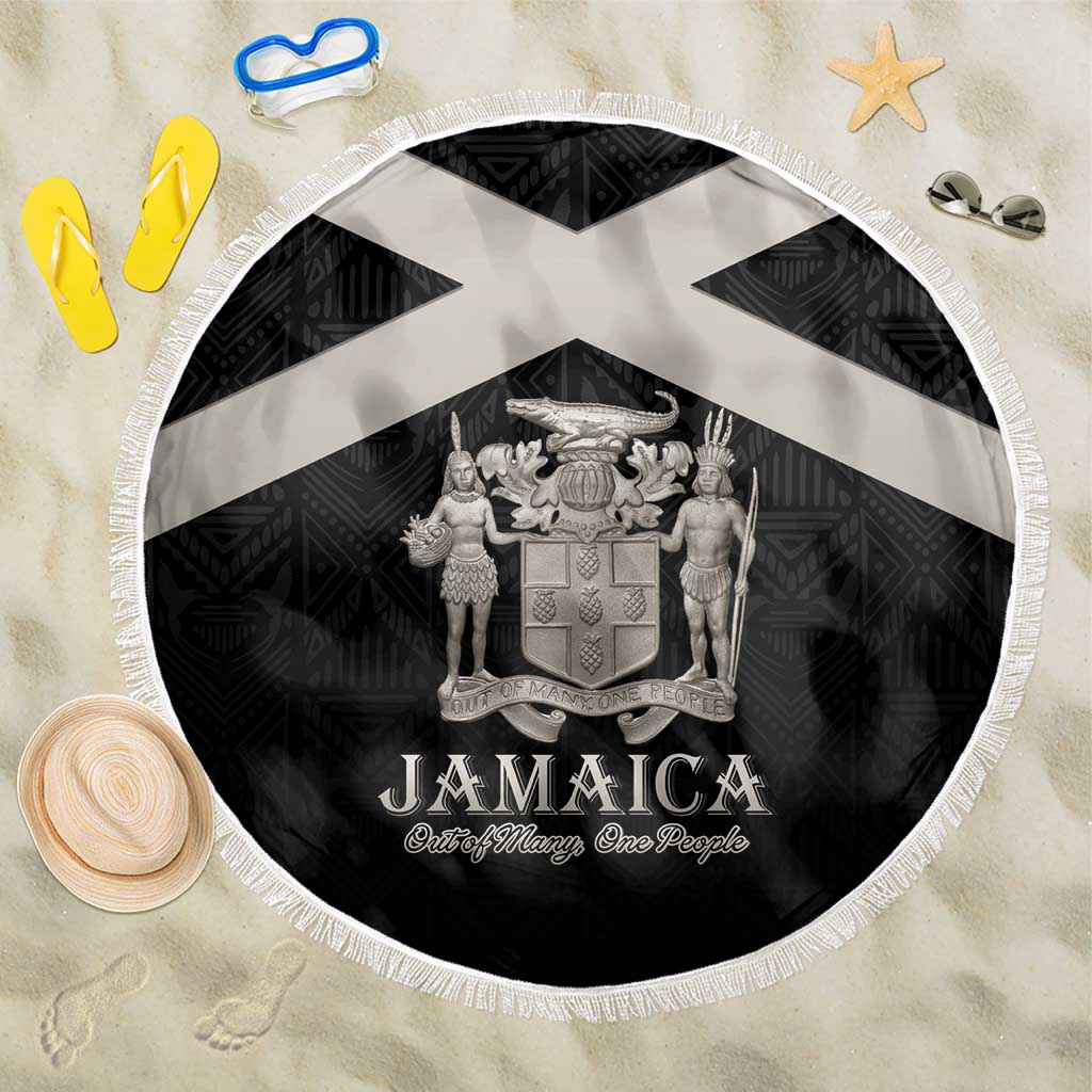 Jamaica Beach Blanket Coat Of Arms With Rastafarian Lion Silver Color - Wonder Print Shop