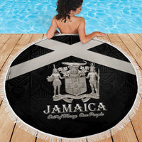 Jamaica Beach Blanket Coat Of Arms With Rastafarian Lion Silver Color - Wonder Print Shop