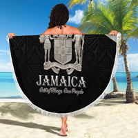 Jamaica Beach Blanket Coat Of Arms With Rastafarian Lion Silver Color - Wonder Print Shop