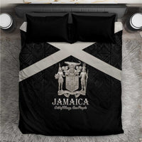 Jamaica Bedding Set Coat Of Arms With Rastafarian Lion Silver Color - Wonder Print Shop