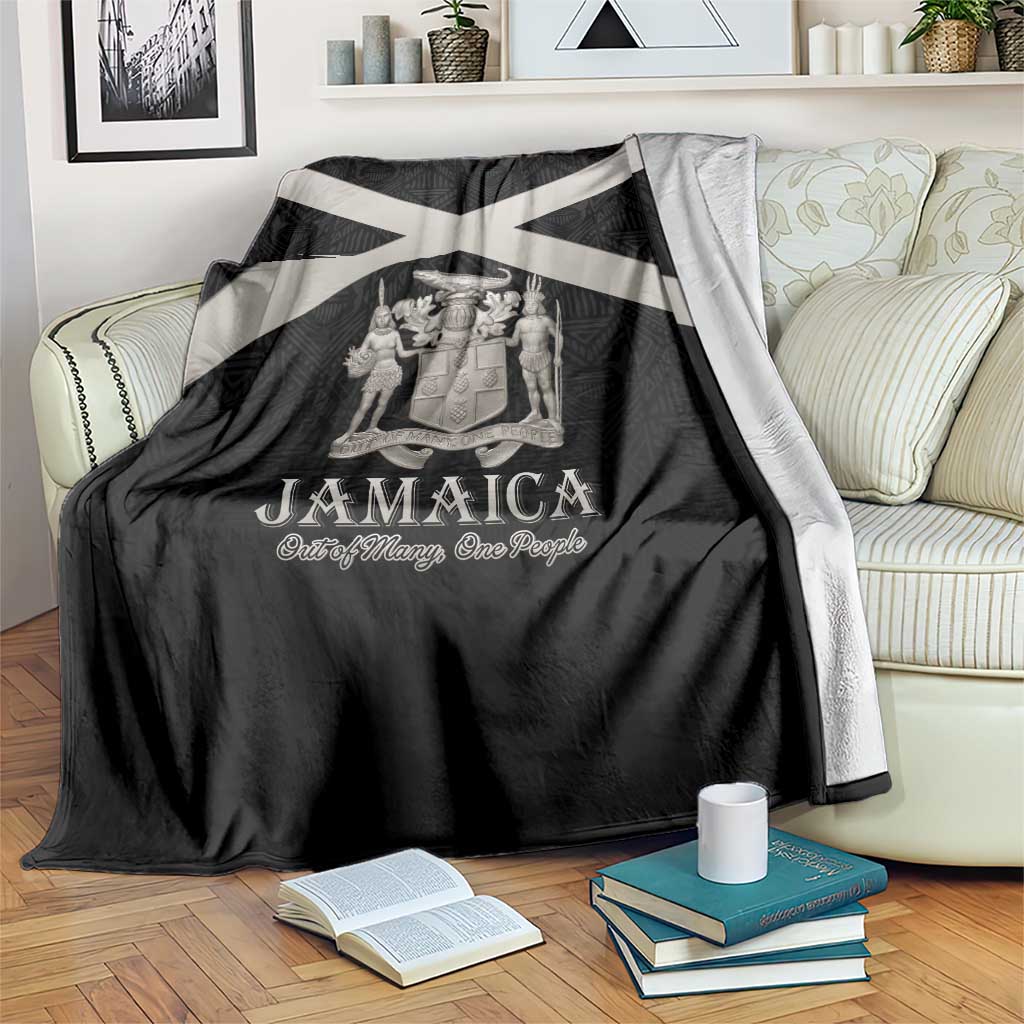 Jamaica Blanket Coat Of Arms With Rastafarian Lion Silver Color - Wonder Print Shop
