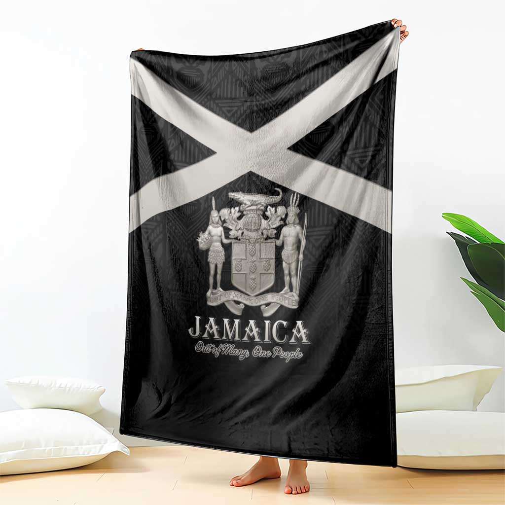 Jamaica Blanket Coat Of Arms With Rastafarian Lion Silver Color - Wonder Print Shop