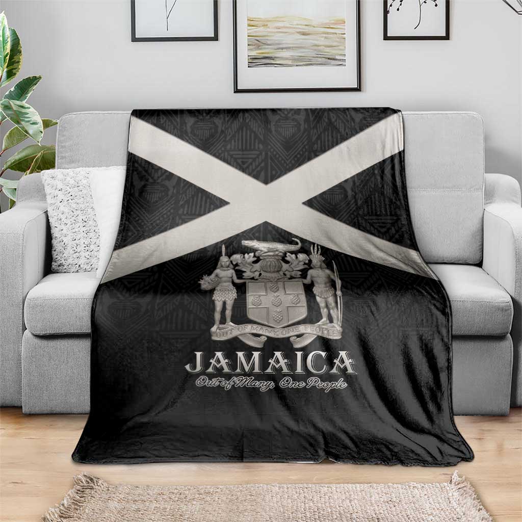 Jamaica Blanket Coat Of Arms With Rastafarian Lion Silver Color - Wonder Print Shop