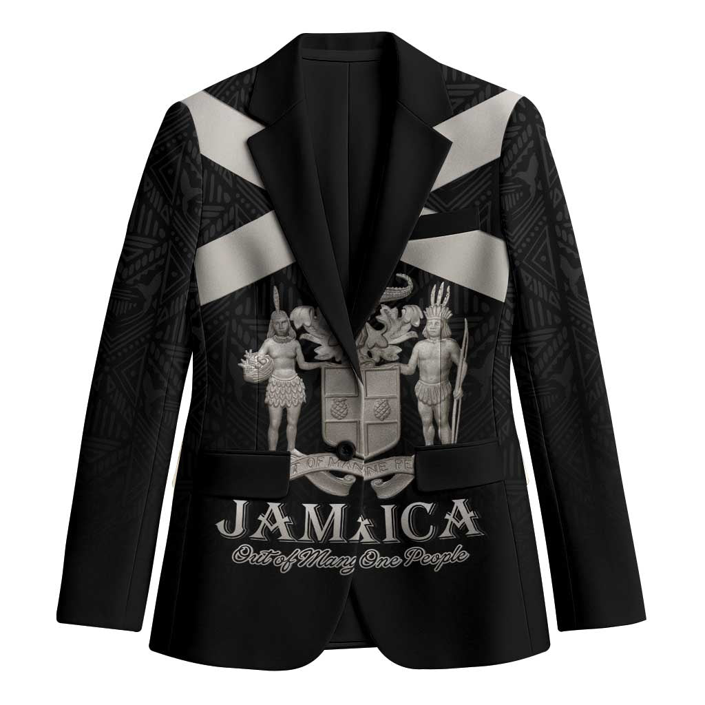 Personalized Jamaica Blazer Coat Of Arms With Rastafarian Lion Silver Color - Wonder Print Shop